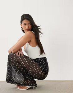 �G�C�\�X ���f�B�[�X �{�g���X�J�[�g �h�b�g�� �h�b�g �v�����g ���b�V�� �V�A�[ �}�L�V ASOS DESIGN sheer mesh maxi skirt polka dot print Black Polka Dot �u���b�N
