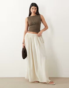 �G�C�\�X ���f�B�[�X �{�g���X�J�[�g �}�L�V ASOS DESIGN tie waist soft crinkle maxi skirt in oyster