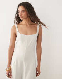 �G�C�\�X ���f�B�[�X �g�b�v�X �����s�[�X ���l�� �}�L�V ASOS DESIGN linen blend seam detail maxi dress inatural Natural