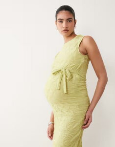 �}�}���C�V�A�X ���f�B�[�X �g�b�v�X �����s�[�X �n�C�l�b�N �W���[�W�[ �}�L�V Mama.licious Mamalicious Materniy textured jersey high neck maxi dress Lime Green ���C��