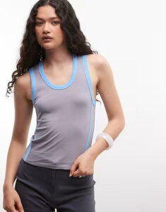 �R���[�W���� ���f�B�[�X �g�b�v�X �x�X�g �R���g���X�g COLLUSION sporty contrast racer neck tank top Gray �O���[
