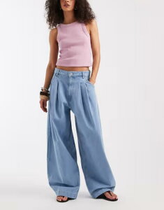 �G�C�\�X ���f�B�[�X �{�g���X �f�j���p���c �W�[���Y ASOS DESIGN oversized horseshoe jeans in bleach