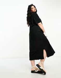 ���F�����[�_ ���f�B�[�X �g�b�v�X �����s�[�X T�V���c �}�L�V Vero Moda Curve oversized t-shirt maxi dress Black �u���b�N