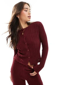 �G�C�\�X ���f�B�[�X �g�b�v�X �V���c ASOS DESIGN cable button through top - part of a set Burgundy �o�[�K���f�B