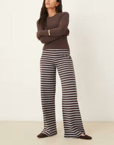 �G�C�\�X ���f�B�[�X �{�g���X �J�W���A���p���c ���C�h���b�O ASOS DESIGN brushed wide leg pantstripes - part of a set BLUE �u���[
