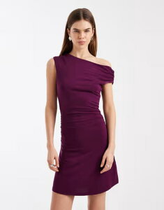 �R�b�g���I�� ���f�B�[�X �g�b�v�X �����s�[�X �A�V�����g���[ �~�j Cotton sandy asymmetric mini dress in blackberry belle BLACKBERRY BELLE