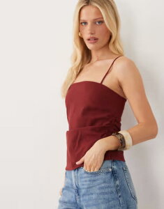 �}���S ���f�B�[�X �g�b�v�X �V���c �M���U�[ Mango Riga strappy ruched sides top - part of a set RED ���b�h
