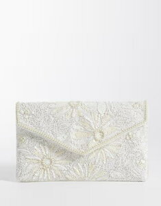 �g�D���[�f�J�f���X ���f�B�[�X �o�b�O True Decadence flower pattern embellished envelope clutch bag WHITE �z���C�g