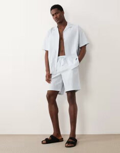 �W���b�N �A���h �W���[���Y �����Y �g�b�v�X �V���c Jack & Jones camp collar seersucker shirt - part of a set Cashmere Blue �u���[