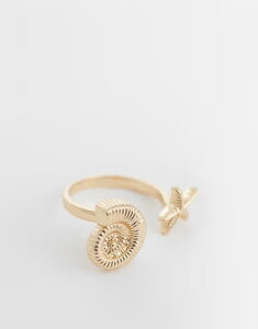 ���N���C�� ���B���e�[�W ���f�B�[�X �A�N�Z�T���[ �����O Reclaimed Vintage wrap around shell ring tone Gold �S�[���h