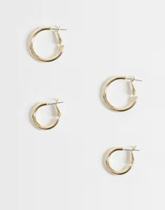 �G�C�\�X ���f�B�[�X �A�N�Z�T���[ �s�A�X�E�C�������O ASOS DESIGN pack of 2 everyday graduating hoop earrings tone GOLD �S�[���h