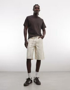 ���L���[���A���h�|�[�J�[ �����Y �{�g���X �n�[�t�p���c�E�V���[�c �f�j�� Liquor N Poker denim jorts with total studetail in ecru �G�N����