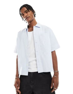 �R�b�g���I�� �����Y �g�b�v�X �V���c �~�j Cotton short sleeve shirt in sky blue mini stripe Sky blue �u���[