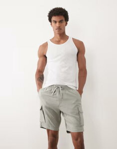 �X���[�h�x�A �����Y �{�g���X �n�[�t�p���c�E�V���[�c �V���[�g�p���c Threadbare pull on shorts with cargo pockets in sage GREEN �O���[��