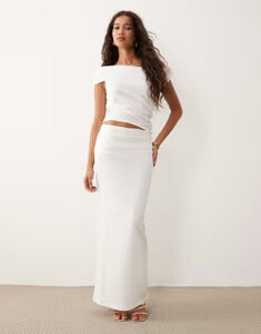 �G�C�\�X ���f�B�[�X �{�g���X�J�[�g ���u�j�b�g �}�L�V ASOS DESIGN textured rib knit column maxi skirt - part of a set Ivory �A�C�{���[