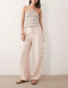 �~�X�Z���t�t���b�W ���f�B�[�X �{�g���X �J�W���A���p���c �J�[�S�p���c Misselfridge tailored fluid cargo pants in pale pink �s���N