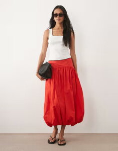 �G�C�\�X ���f�B�[�X �{�g���X�J�[�g �}�L�V ASOS DESIGN dropped waist bubble maxi skirt Red ���b�h