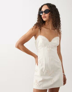 �G�C�\�X ���f�B�[�X �g�b�v�X �����s�[�X �t�����[�� �}�L�V �t�����[ ASOS DESIGN cami maxi sundress with floral cornellin antique White �z���C�g