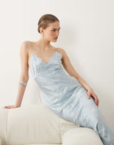 �G�C�\�X ���f�B�[�X �g�b�v�X �����s�[�X ���[�X �}�L�V ASOS DESIGN lace detailing button front maxi slip dress in light BLUE �u���[