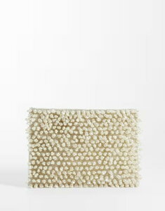 �G�C�\�X ���f�B�[�X �o�b�O ASOS DESIGN zip topearl clutch bag in cream �N���[��