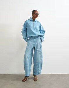 �g�b�v�V���b�v ���f�B�[�X �{�g���X �f�j���p���c �W�[���Y Topshop high rise utility barrel jeans in bleach