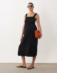 �}�}���C�V�A�X ���f�B�[�X �g�b�v�X �����s�[�X �~�f�B �}�^�j�e�B Mama.licious Mamalicious Maternity shirred bust detail midi dress Black �u���b�N
