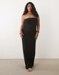 �G�C�\�X ���f�B�[�X �g�b�v�X �����s�[�X ���b�V�� �V�A�[ �}�L�V ASOS Curve ASOS DESIGN Curve sheer mesh bandeau maxi dress Black �u���b�N