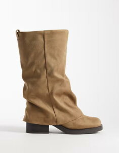 �G�C�\�X ���f�B�[�X �V���[�Y �u�[�c�E���C���u�[�c ASOS DESIGN Curve Carrie fold over slouchy boots in sand �T���h
