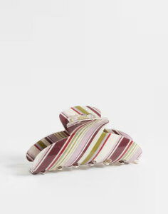 �G�C�\�X ���f�B�[�X �A�N�Z�T���[ ASOS DESIGN claw hair clip with pink and green stripes Multi �}���`�J���[