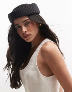 �G�C�\�X ���f�B�[�X �A�N�Z�T���[ �X�q ASOS DESIGN straw pillbox hat Black �u���b�N