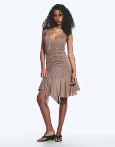 �����L ���f�B�[�X �g�b�v�X �����s�[�X �A�V�����g���[ �~�j �W���[�W�[ Monki asymmetric softouch jersey mini dress Brown washed �u���E��
