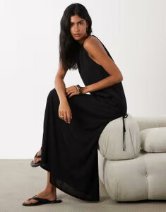 �G�C�\�X ���f�B�[�X �g�b�v�X �����s�[�X �W���[�W�[ �}�L�V ASOS DESIGN textured jersey wrap scarf detail maxi dress Black �u���b�N