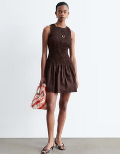 �A���h�A�U�[�X�g�[���[�Y ���f�B�[�X �g�b�v�X �����s�[�X �~�j & Other Stories drop waist mini smock dress in chocolate BROWN �u���E��