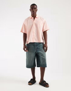 �W���b�N �A���h �W���[���Y �����Y �g�b�v�X �V���c Jack & Jones boxy poplin shirt stripes Peach melba �s�[�`