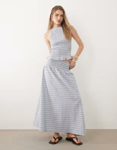 �G�C�\�X ���f�B�[�X �{�g���X�J�[�g �}�L�V ASOS DESIGN shirred waist maxi skirt plaid - part of a set Blue Check �u���[