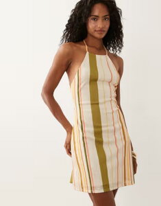 �G�C�\�X ���f�B�[�X �g�b�v�X �����s�[�X A ���C�� �~�j �z���^�[ ASOS DESIGN halter neck a-line mini dress BROWN �u���E��