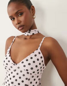 �G�C�\�X ���f�B�[�X �g�b�v�X �����s�[�X �h�b�g�� �h�b�g �v�����g �~�j ASOS DESIGN printed scarf detail godet mini dress and brown polka dot Brown Spot �u���E��