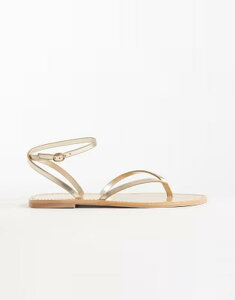 �}���S ���f�B�[�X �V���[�Y �T���_�� Mango strappy flat sandals GOLD �S�[���h