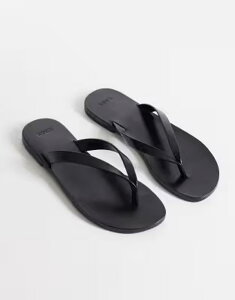 �}���S ���f�B�[�X �V���[�Y �T���_�� ���U�[ Mango 100% leather flip flops Black �u���b�N