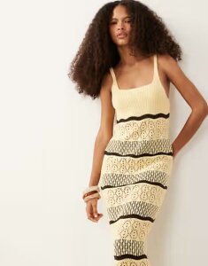 �~�X�Z���t�t���b�W ���f�B�[�X �g�b�v�X �����s�[�X �v�����g �}�L�V Misselfridge crochet maxi dress in butter yellow striped print Buttermilk stripe �X�g���C�v