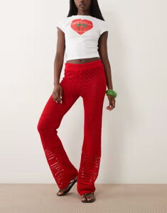 �~�X�Z���t�t���b�W ���f�B�[�X �{�g���X �J�W���A���p���c ���C�h���b�O Misselfridge crochet wide leg pants - part of a set RED ���b�h