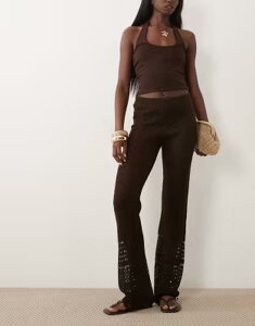 �~�X�Z���t�t���b�W ���f�B�[�X �{�g���X �J�W���A���p���c ���C�h���b�O Misselfridge crochet wide leg pants - part of a set BROWN �u���E��
