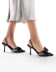 �Z�N�E�F�� ���f�B�[�X �V���[�Y �q�[�� SEQWL Salado bow detail embellished heeled shoes Black �u���b�N