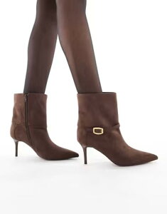 �V���[ ���f�B�[�X �u�[�c�E���C���u�[�c �X�G�[�h schuh Brodie fold-over buckle boots in suede Brown Suede �u���E��