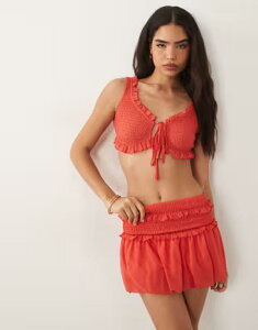 �G�C�\�X ���f�B�[�X �g�b�v�X �V���c ���b�V�� ASOS DESIGN shir red mesh bralette top - part of a set PINK �s���N