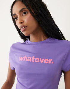 �G�C�\�X ���f�B�[�X �g�b�v�X T�V���c �O���t�B�b�N ASOS DESIGN baby tee with whatever puff graphic and PURPLE �p�[�v��