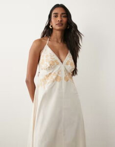 �~�X�Z���t�t���b�W ���f�B�[�X �g�b�v�X �����s�[�X �h�J �}�L�V �z���^�[ Misselfridgembroide red halter maxi dressTONE �X�g�[��