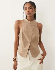 �~�X�Z���t�t���b�W ���f�B�[�X �g�b�v�X �V���c �A�V�����g���[ �v�����g Misselfridge mandarin collar asymmetric top in striped print STRIPE �X�g���C�v