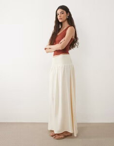 �G�C�\�X ���f�B�[�X �{�g���X�J�[�g ���l�� �}�L�V ASOS DESIGN linen blend shir red waist maxi skirt Ivory �A�C�{���[