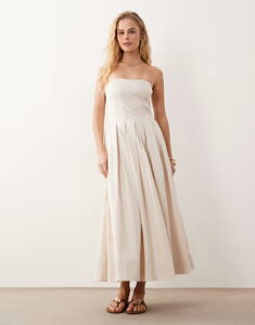 �G�C�\�X ���f�B�[�X �g�b�v�X �����s�[�X�J�[�g �}�L�V ASOS DESIGN bandeau maxi sundress with full skirt in stone �X�g�[��